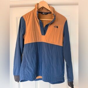 The North Face Tan and Blue Pullover
